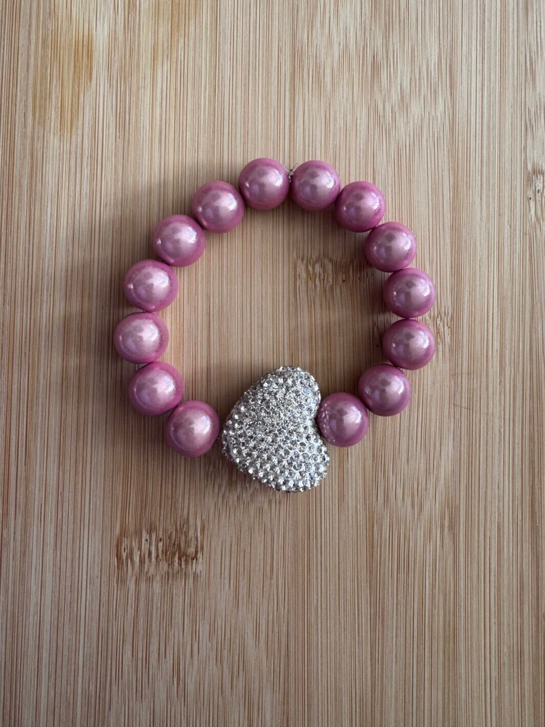 MenaMountain Armband schimmernd rosa silbernes Herz