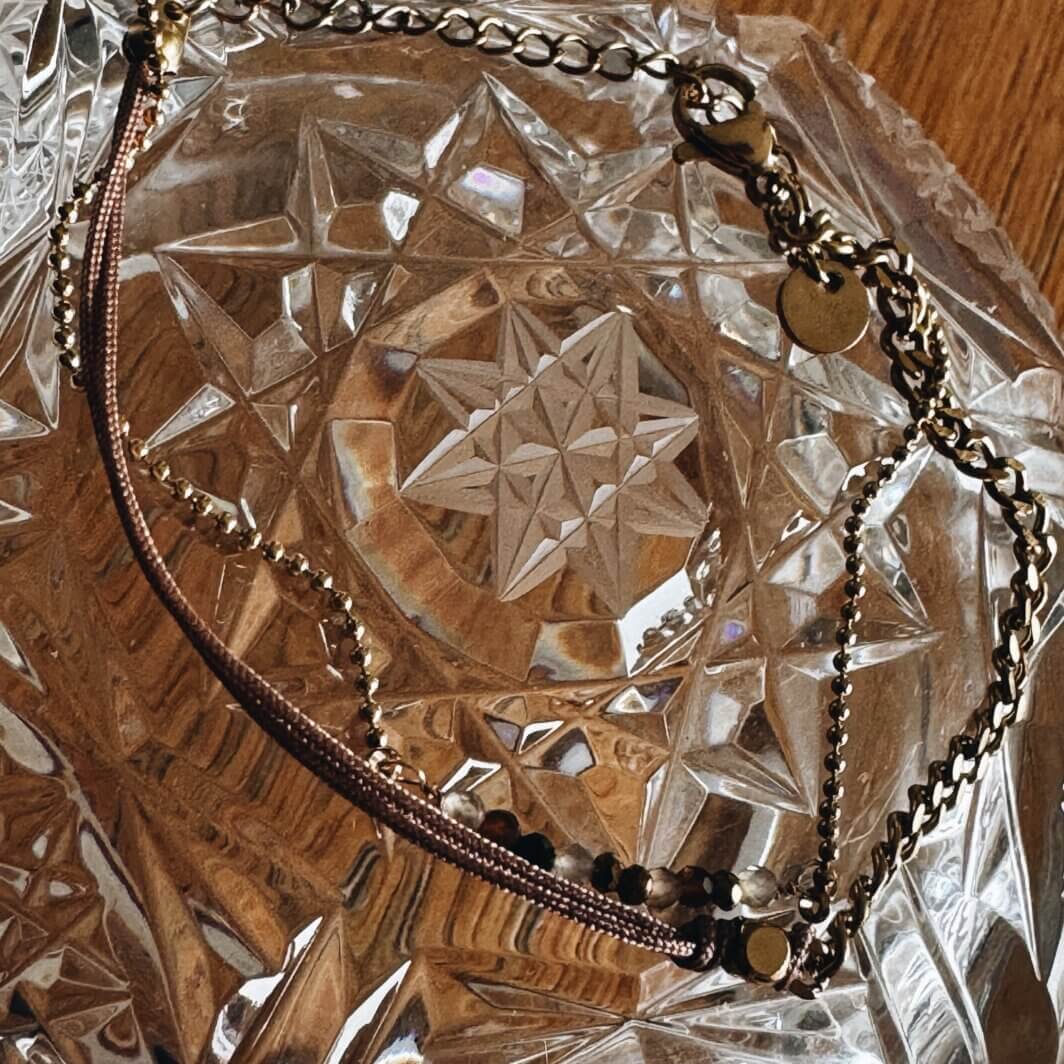 MenaMountain Armband gold braun Materialmix