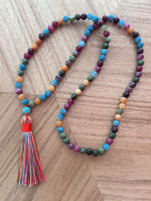 MenaMountain Mala Malahalskette bunt Sommer Quaste Schmuck Liebe Schmuckliebe
